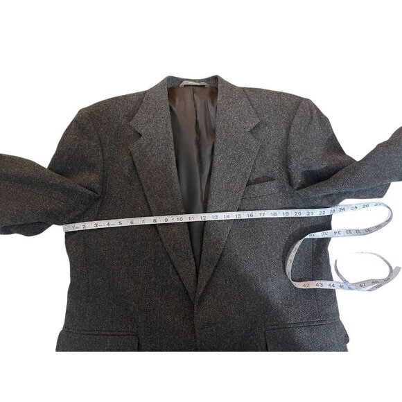 Haggar Men's Blazer Jacket 44L Charcoal Gray Wool Herringbone Made in USA - Picture 13 of 15